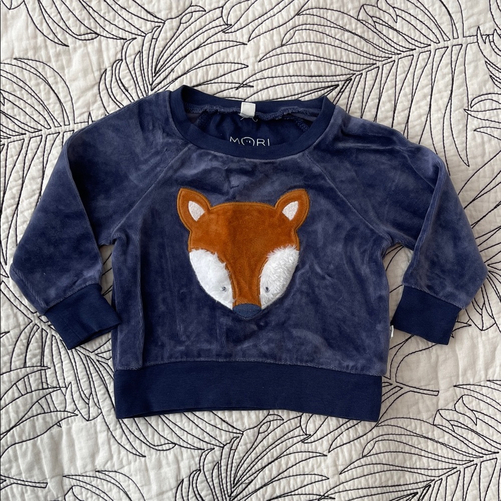Mori Baby - Fox Velour Sweatshirt, 3-6 months